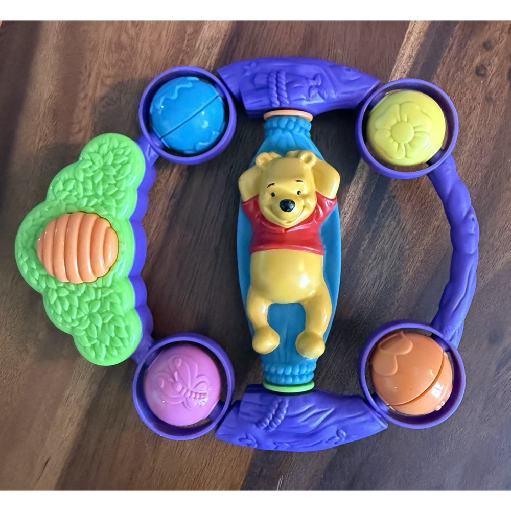 Vintage 90's Disney Winnie the Pooh Musical Ring Baby Toy Spinner New Batteries